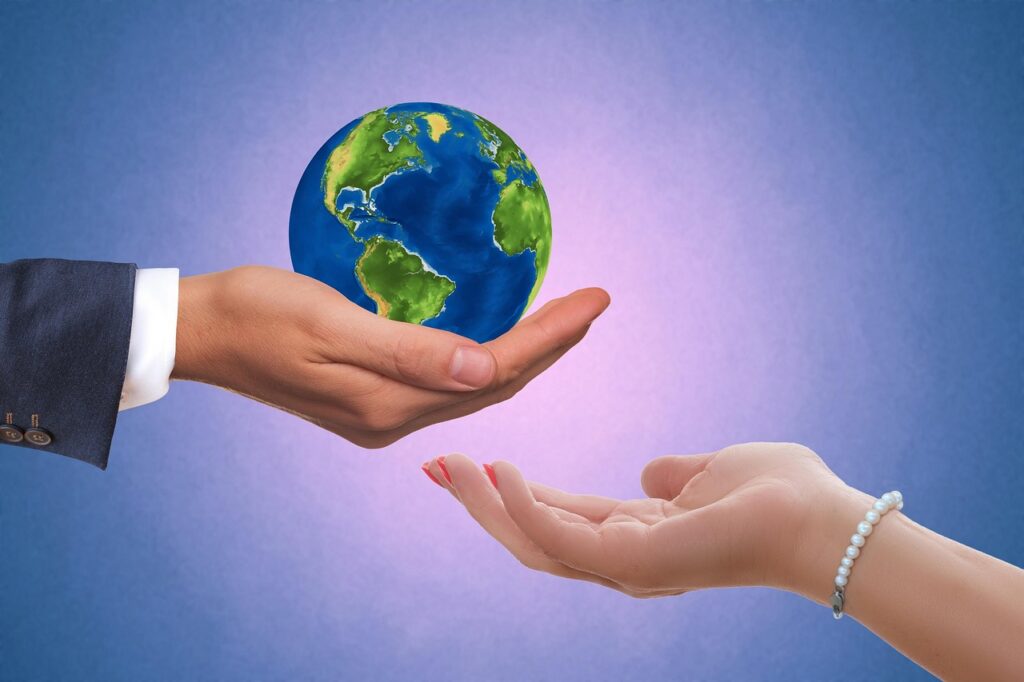 women's day, 8th of march, recurrence, international women's day, male hand, fingers, female hand, woman, man, earth, world, offer, deliver, entrust, put in hand